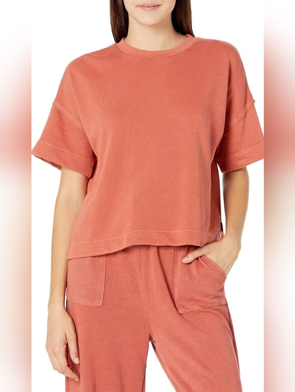 NWOT RVCA Women's Vegas French Terry Pullover Sweatshirt Boxy Dropped Shoulders